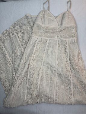 NWT Solitaire Ivory Crochet Lace Maxi Dress Boho Cottagecore Festival Wedding